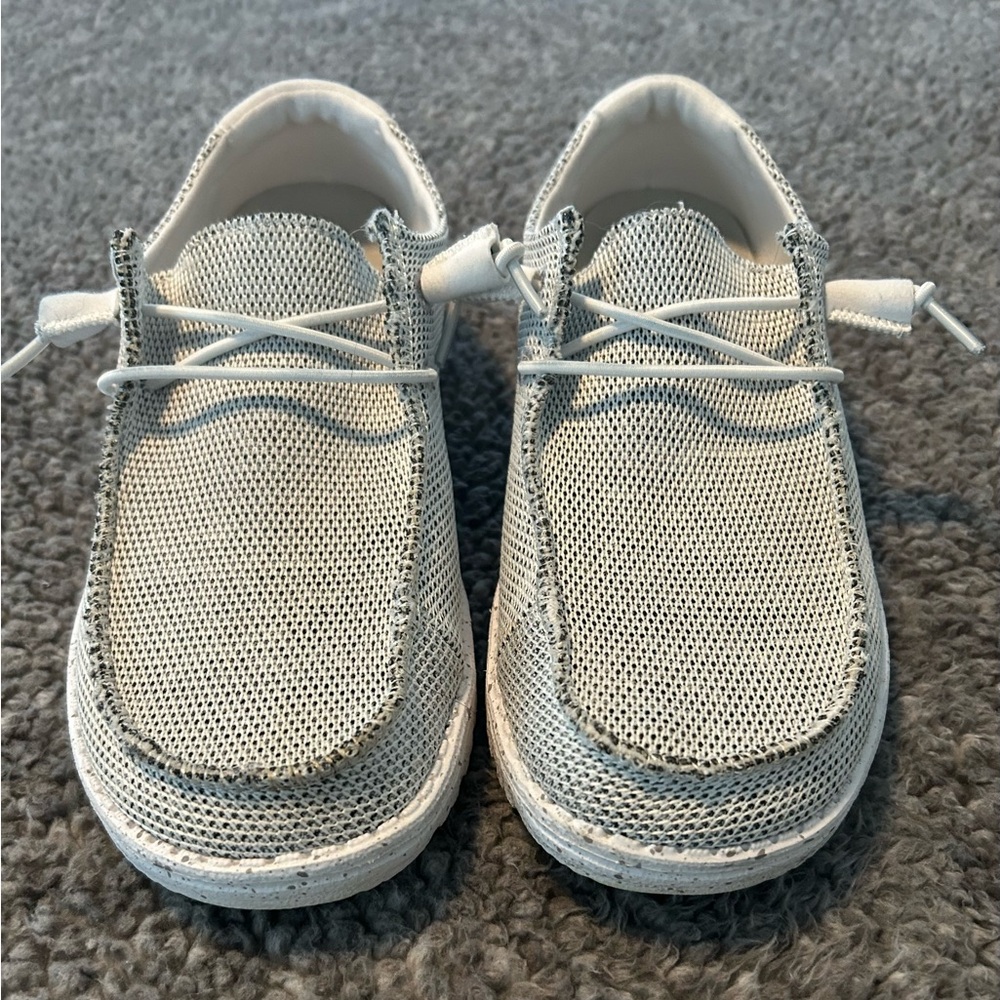 Hey Dude Women's Light Gray/White Slip-On Sneakers